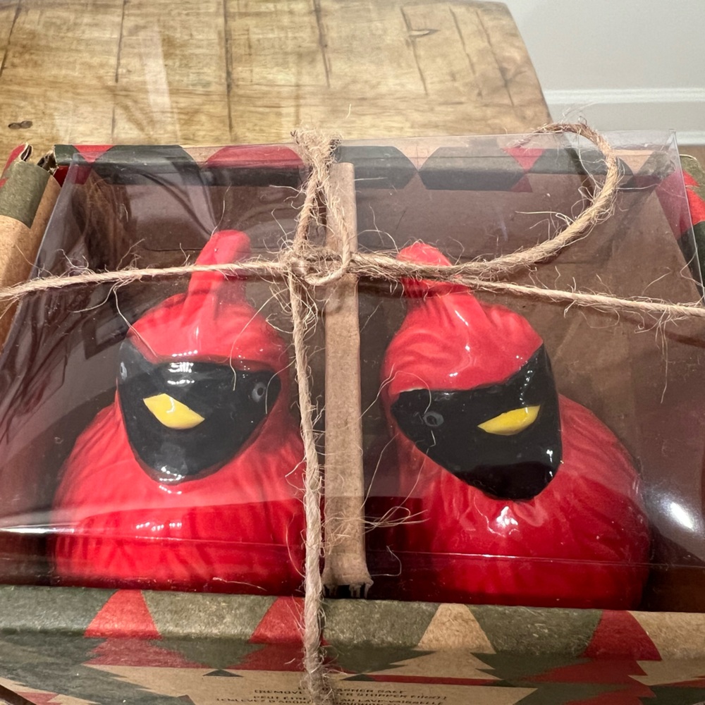 Red cardinal birds salt pepper shakers